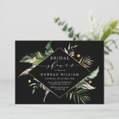 Wild Tropical Foliage Black Vrijgezellenfeest Kaart (Staand voorkant)