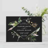 Wild Tropical Foliage Black Weduwfoto Save The Date (Staand voorkant)