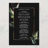 Wild Tropical Foliage Bruiloft Zwart Ceremonie Programmakaart (Achterkant)