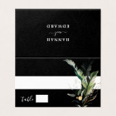 Wild Tropical Foliage Bruiloft Zwarte Plaats Kaart (Buitenkant ongevouwen)