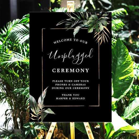 Wild Tropical Foliage Unplugged Wedding Ceremony Poster