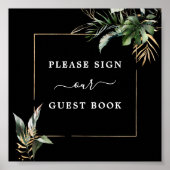 Wild Tropical Foliage Weddenschap Book Sign Poster (Voorkant)