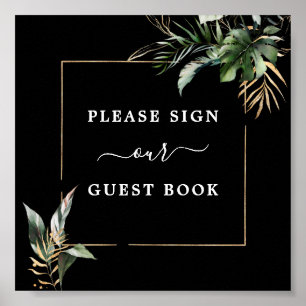 Wild Tropical Foliage Weddenschap Book Sign Poster