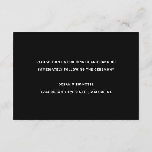 Wild Tropical Foliage Weddenschap Reception Black Informatiekaartje (Achterkant)