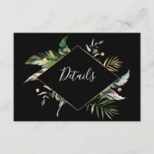 Wild Tropical Foliage Wedding Black - Gegevens Informatiekaartje (Voorkant)