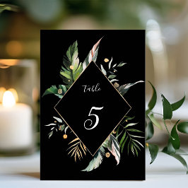 Wild Tropical Foliage Wedding Black Kaart