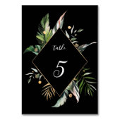 Wild Tropical Foliage Wedding Black Kaart (Voorkant)