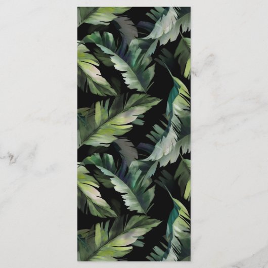 Wild Tropical Foliage Wedding Black Menu (Achterkant)