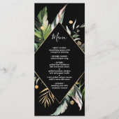 Wild Tropical Foliage Wedding Black Menu (Voorkant)