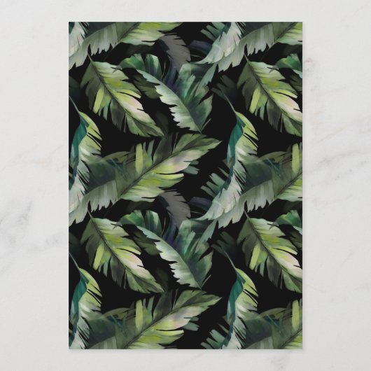 Wild Tropical Foliage Wedding Black Menu (Achterkant)