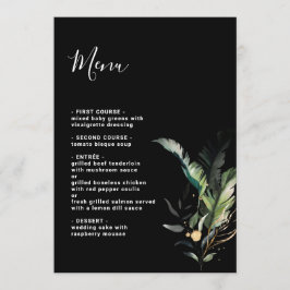 Wild Tropical Foliage Wedding Black Menu