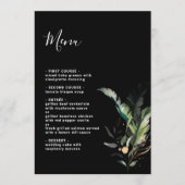 Wild Tropical Foliage Wedding Black Menu (Voorkant)