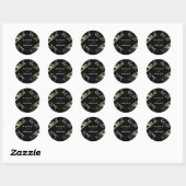 Wild Tropical Foliage Wedding Black Ronde Sticker (Vel)
