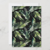 Wild Tropical Foliage Wedding Black Uitnodiging (Achterkant)