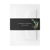 Wild Tropical Foliage Wedding Black Uitnodigingen Wikkel (Voorkant Voorbeeld)