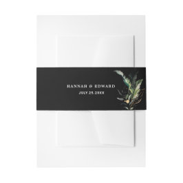 Wild Tropical Foliage Wedding Black Uitnodigingen Wikkel