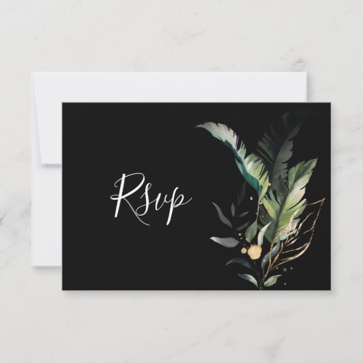 Wild Tropical Foliage Wedding RSVP-kaart RSVP Kaartje (Voorkant)