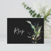 Wild Tropical Foliage Wedding RSVP-kaart RSVP Kaartje (Staand voorkant)
