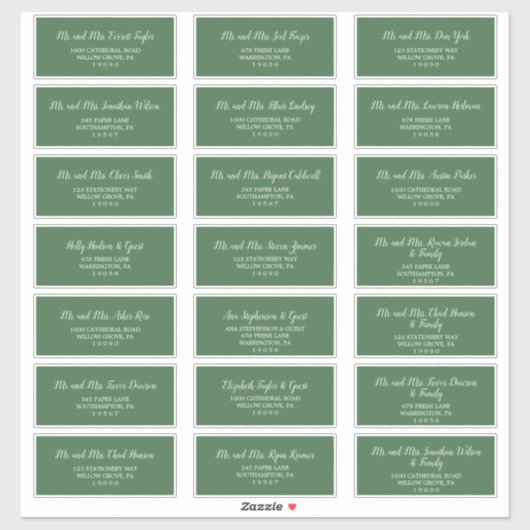 Wild Tropical Green Wedding Guest Adresetiketten Sticker (Vel)