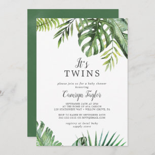 Wild Tropical Het is Twins Baby shower nodiging Kaart