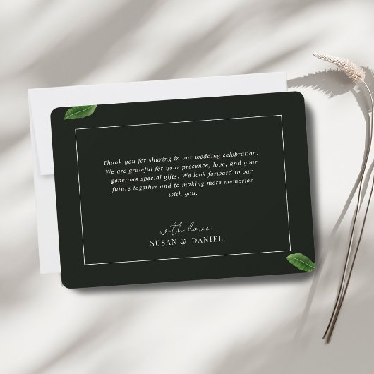 Wild Tropical Leaves Foto Bruiloft Dank u Kaart