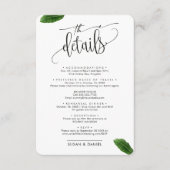 Wild Tropical Leaves Foto Bruiloft Reisgegevens Informatiekaartje (Voorkant)