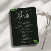 Wild Tropical Leaves Foto Bruiloft Reisgegevens Informatiekaartje