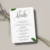 Wild Tropical Leaves Foto Bruiloft Reisgegevens Informatiekaartje