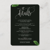 Wild Tropical Leaves Foto Bruiloft Reisgegevens Informatiekaartje (Voorkant)