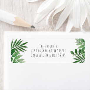 Wild Tropical Leaves Return Address Etiket