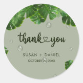 Wild Tropical Lush Palm Leaves Bruiloft Dank u Ronde Sticker (Voorkant)