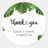 Wild Tropical Lush Palm Leaves Bruiloft Dank u Ronde Sticker (Voorkant)