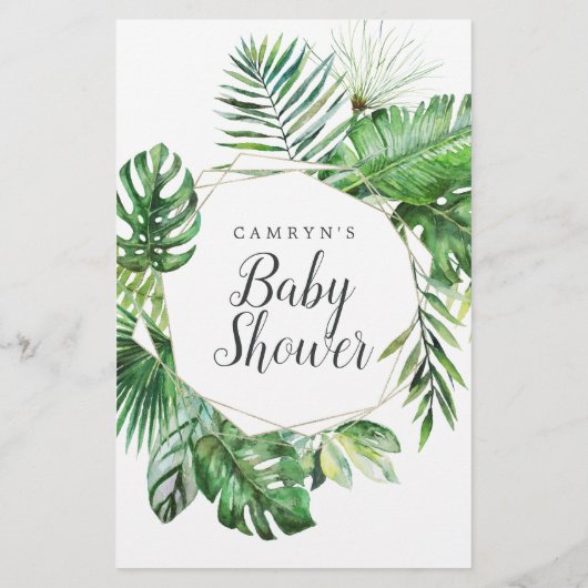 Wild Tropical Palm Baby Bingo Flyer (Achterkant)