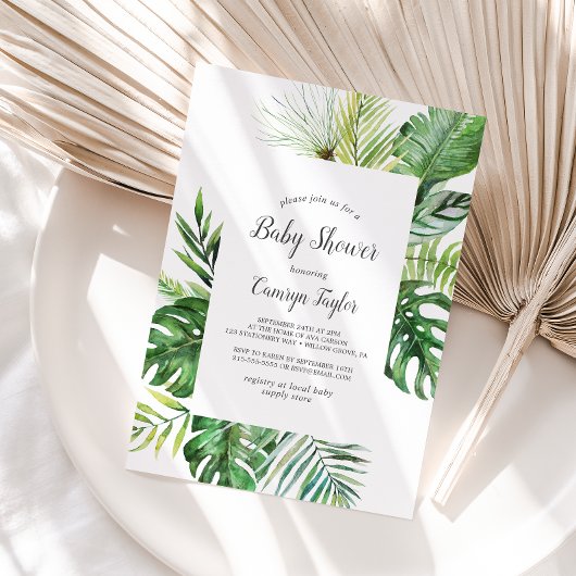 Wild Tropical Palm Baby shower Kaart