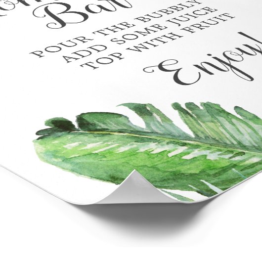 Wild Tropical Palm Baby shower Mam-osa Bar Sign Poster (Hoek)