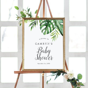 Wild Tropical Palm Baby shower Welcome Poster