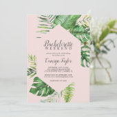 Wild Tropical Palm | Blush Bachelorette Weekend Kaart (Staand voorkant)