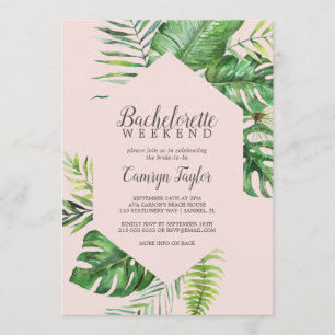 Wild Tropical Palm   Blush Bachelorette Weekend Kaart