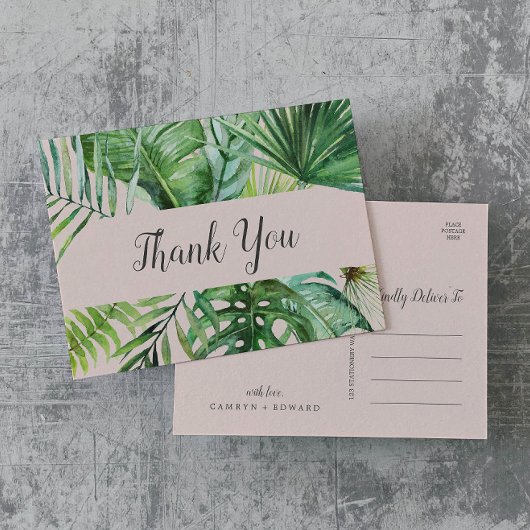 Wild Tropical Palm | Blush Bedankt Briefkaart
