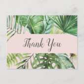 Wild Tropical Palm | Blush Bedankt Briefkaart (Voorkant)