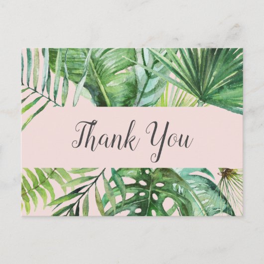 Wild Tropical Palm | Blush Bedankt Briefkaart (Voorkant)