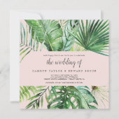 Wild Tropical Palm | Blush Square Weddenschap Kaart (Voorkant)