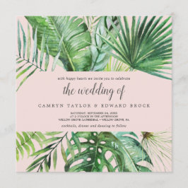 Wild Tropical Palm | Blush Square Weddenschap Kaart