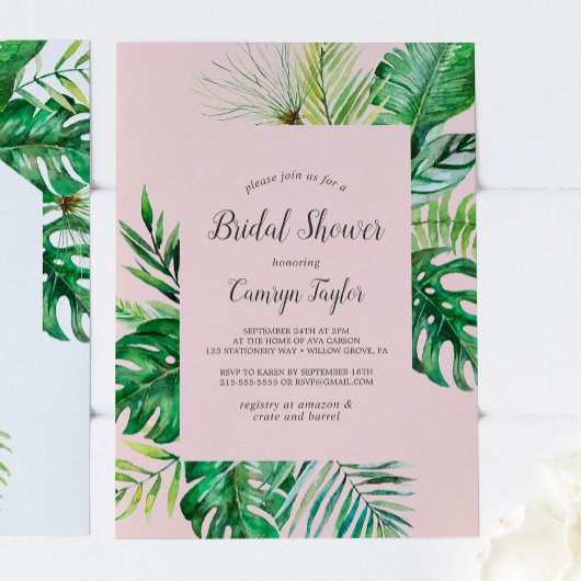 Wild Tropical Palm | Blush Vrijgezellenfeest Kaart