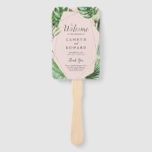 Wild Tropical Palm | Blush Wedding Program Fan Handwaaier (Voorkant)
