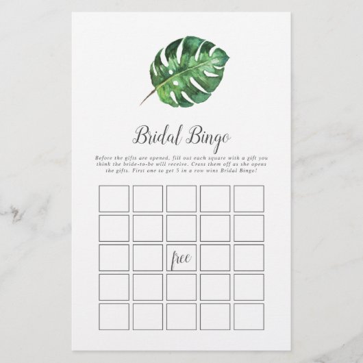 Wild Tropical Palm Bridal Bingo Flyer (Voorkant)