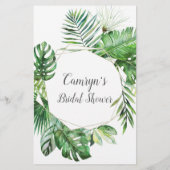 Wild Tropical Palm Bridal Bingo Flyer (Achterkant)