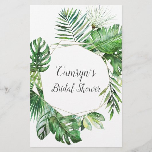Wild Tropical Palm Bridal Bingo Flyer (Achterkant)
