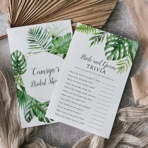 Wild Tropical Palm Bride en Groom Trivia Game Flyer