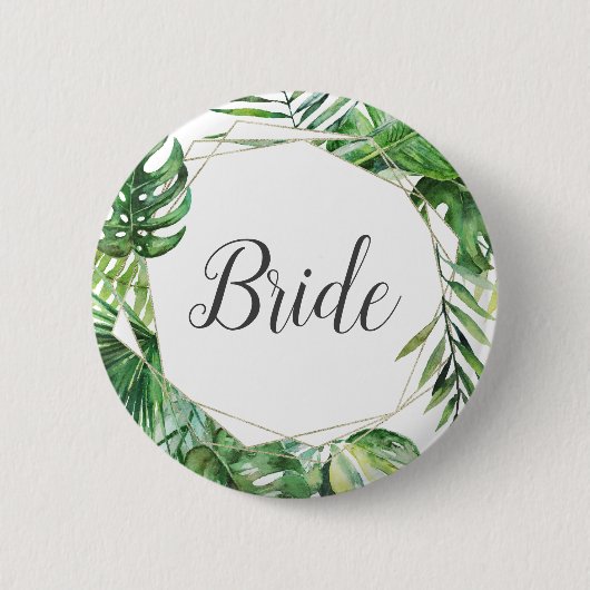 Wild Tropical Palm Bride Vrijgezellenfeest Ronde Button 5,7 Cm (Voorkant)